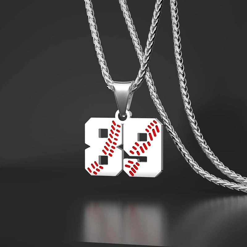 Wikavanli Personalized Baseball Jersey Number 00-99 Necklace - Stainless Steel Baseball Chain Pendant Necklace - Team Jewelry Gift for Boys, Girls, Men, Women - Image 2